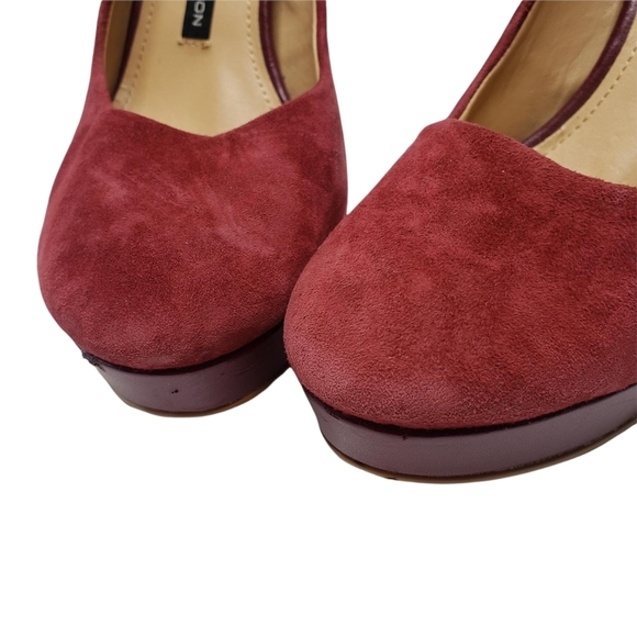 French Connection | Maroon Suede Platform Heels - Picture 3 of 10